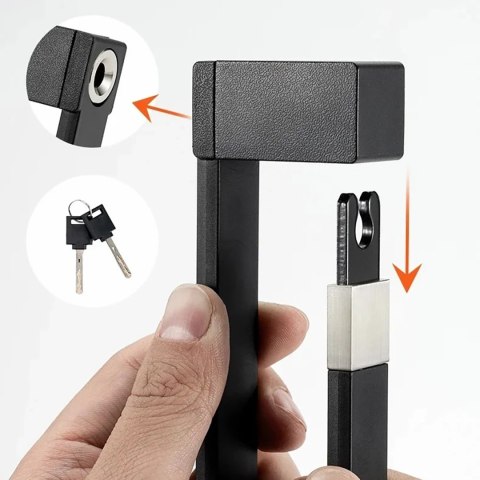 Zapięcie rowerowe na klucz z uchwytem składane 88cm - czarne