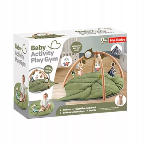 Mata edukacyjna dla niemowląt sensoryczna Liść z pałąkami i grzechotkami