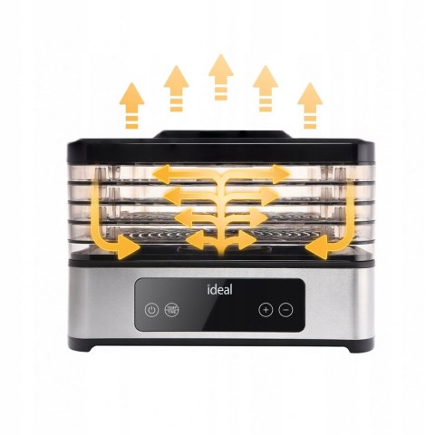 DUŻA SUSZARKA DO GRZYBÓW OWOCÓW WARZYW IDEAL INOX + TERMOOBIEG 400W + TIMER