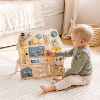 DUŻA DREWNIANA TABLICA MANIPULACYJNA SENSORYCZNA DLA DZIECI PANEL EDUKACYJNY XL