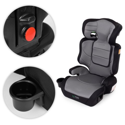 FOTELIK SAMOCHODOWY DLA DZIECI 2W1 PODKŁADKA I-SIZE WZROST 100-150 CM UCHWYT NA NAPOJE ECOTOYS