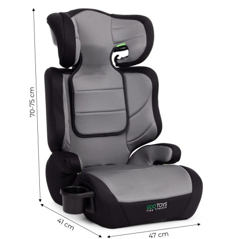 FOTELIK SAMOCHODOWY DLA DZIECI 2W1 PODKŁADKA I-SIZE WZROST 100-150 CM UCHWYT NA NAPOJE ECOTOYS