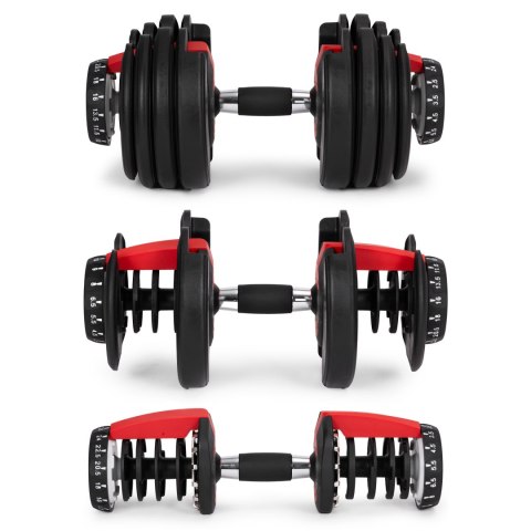 HANTEL REGULOWANY ŻELIWNY Z PODSTAWKĄ OBCIĄŻENIE 2,5-24 KG MODERNHOME