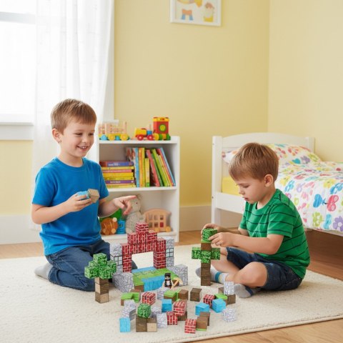 KLOCKI MAGNETYCZNE KONSTRUKCYJNE ZESTAW DLA DZIECI 100 ELEMENTÓW SZEŚCIANY