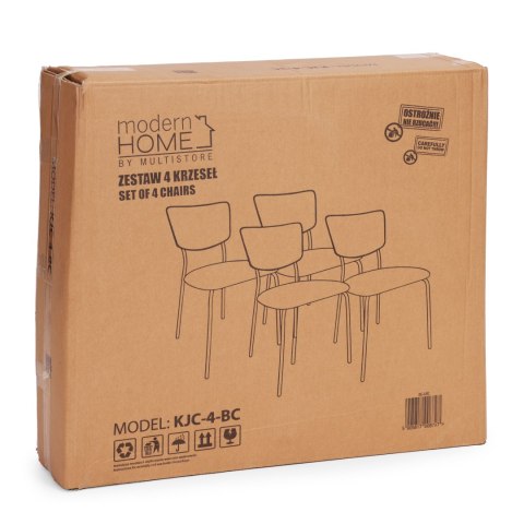 KOMPLET 4 KRZESEŁ WELUROWYCH DO JADALNI I SALONU CZARNE MODERNHOME