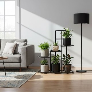 KWIETNIK STOJĄCY STOJAK NA KWIATY OZDOBY 5 POZIOMÓW CZARNY MODERNHOME