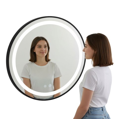 LUSTRO ŁAZIENKOWE LED OKRĄGŁE ŚCIENNE 60 CM 3 BARWY ANTI-FOG WŁĄCZNIK DOTYKOWY MODERNHOME