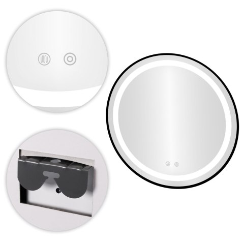 LUSTRO ŁAZIENKOWE LED OKRĄGŁE ŚCIENNE 80 CM 3 BARWY ANTI-FOG WŁĄCZNIK DOTYKOWY MODERNHOME