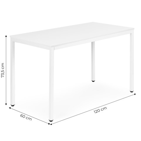 STÓŁ DO KUCHNI JADALNI DLA 4-5 OSÓB BIURKO KOMPUTEROWE 120X60 CM BIAŁY MODERNHOME