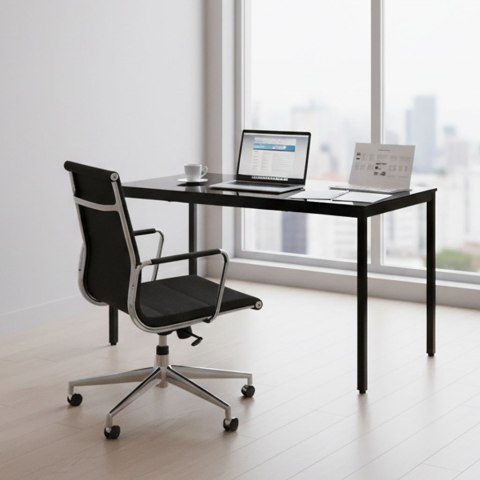 STÓŁ DO KUCHNI JADALNI DLA 4-5 OSÓB BIURKO KOMPUTEROWE 120X60 CM CZARNY MODERNHOME