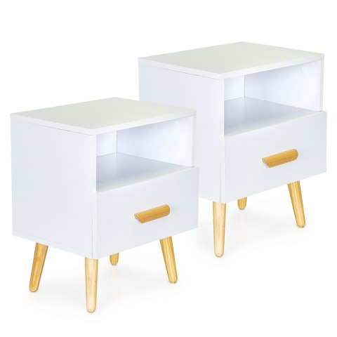 SZAFKI NOCNE ZESTAW 2 SZT. NOWOCZESNE STOLIKI KAWOWE BIAŁE MODERNHOME