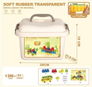 Zestaw Miękkich Żelowych Klocków 82el. + Kuferek