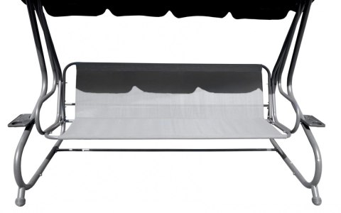 Rodzinna Huśtawka ogrodowa z Daszkiem Brązowy wzór + Tekstylina 2x1 + Regulowane siedzisko + Materac + 2 Podstawki na napoje