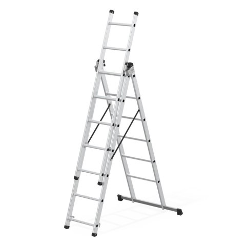 DRABINA ALUMINIOWA WIELOFUNKCYJNA 3X7 SKŁADANA Z PASAMI ZABEZPIECZAJĄCYMI 150 KG MODERNHOME