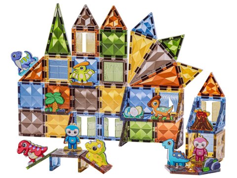 Konstrukcyjne Klocki Magnetyczne PARK DINOZAURÓW 90 El.