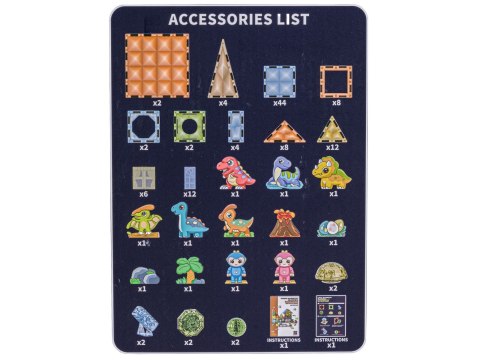 Konstrukcyjne Klocki Magnetyczne Świecące Elementy PARK DINOZAURÓW 124 El.