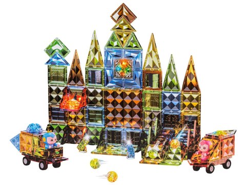 Konstrukcyjne Klocki Magnetyczne Świecące Elementy + Pojazdy 147 El.