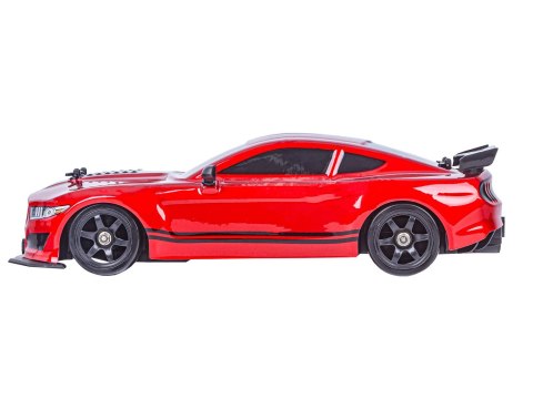DUŻY Samochód Do Driftu Auto RC Drift 1:16 2,4 GHz PARA DYM Mustang 4WD Czerwony LED