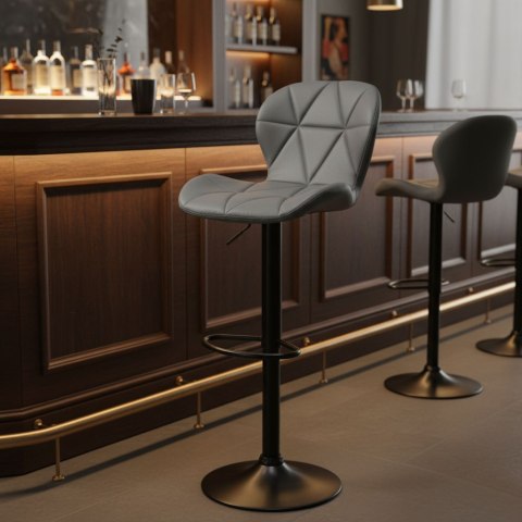 Hoker stołek barowy obrotowy regulacja wysokości podnóżek szary ModernHome
