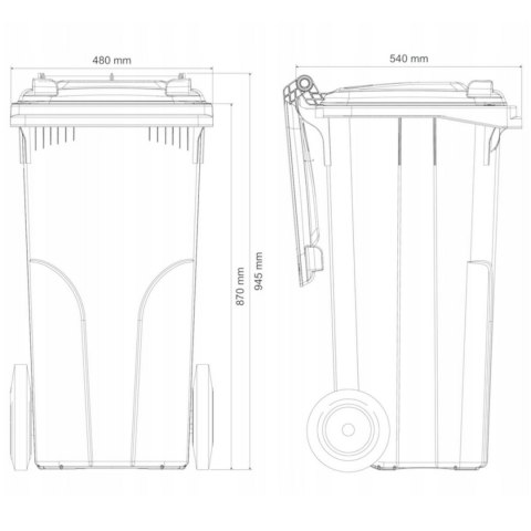 Pojemnik kubeł na BIO odpady i śmieci spożywcze ATESTY Europlast Austria - brązowy 120L
