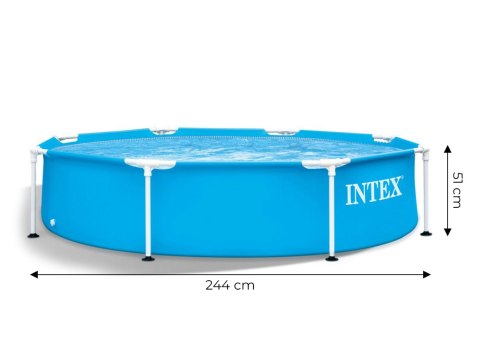 BASEN OGRODOWY STELAŻOWY OKRĄGŁY 244X51 CM METAL FRAME INTEX 28205
