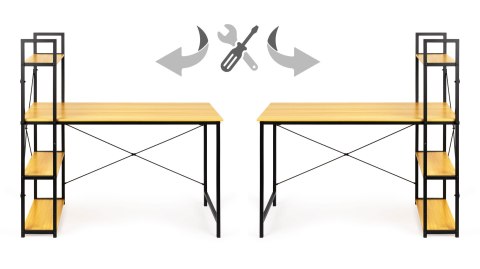 BIURKO KOMPUTEROWE DREWNIANE REGAŁ Z PÓŁKAMI LOFT