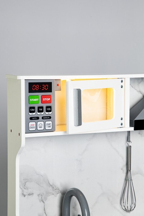 DREWNIANA KUCHNIA DLA DZIECI DŹWIĘKI LED + AKCESORIA ECOTOYS