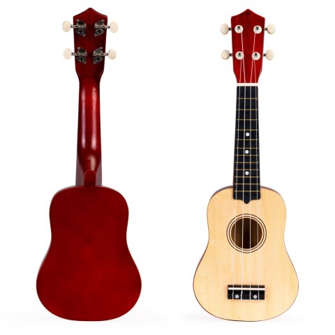 GITARA UKULELE DLA DZIECI DREWNIANA 4 STRUNY NYLONOWE ECOTOYS