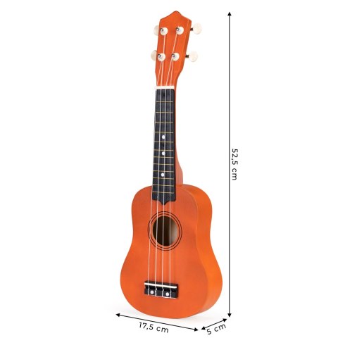 GITARA UKULELE DLA DZIECI DREWNIANA 4 STRUNY NYLONOWE ECOTOYS