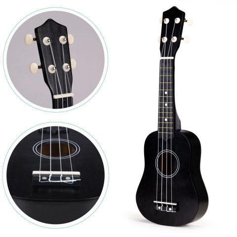 GITARA UKULELE DLA DZIECI DREWNIANA 4 STRUNY NYLONOWE ECOTOYS