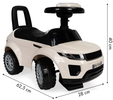 JEŹDZIK DLA DZIECI AUTKO ODPYCHACZ AUTO DŹWIĘKI BIAŁY