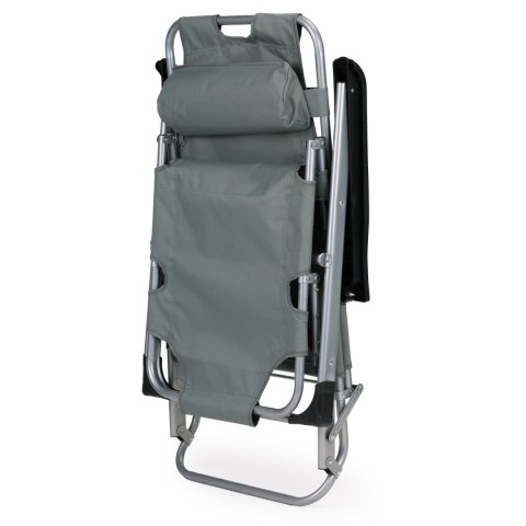 LEŻAK FOTEL OGRODOWY PLAŻOWY SKŁADANY 2W1 LEŻANKA SZARY MULTIGARDEN