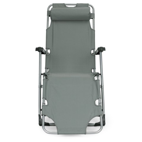 LEŻAK FOTEL OGRODOWY PLAŻOWY SKŁADANY 2W1 LEŻANKA SZARY MULTIGARDEN