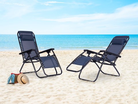 LEŻAK FOTEL OGRODOWY REGULOWANE OPARCIE ZERO GRAVITY MULTIGARDEN - NIEBIESKI