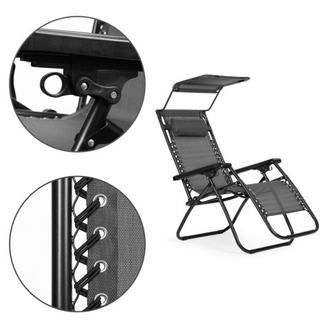 LEŻAK OGRODOWY PLAŻOWY REGULACJA OPARCIA RUCHOMY DASZEK MULTIGARDEN- SZARY