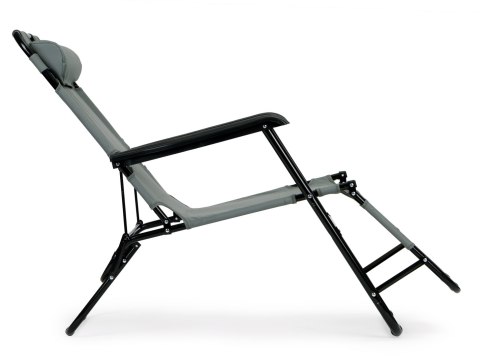 LEŻAK OGRODOWY Z ZAGŁÓWKIEM SKŁADANA KONSTRUKCJA SZARY MULTIGARDEN