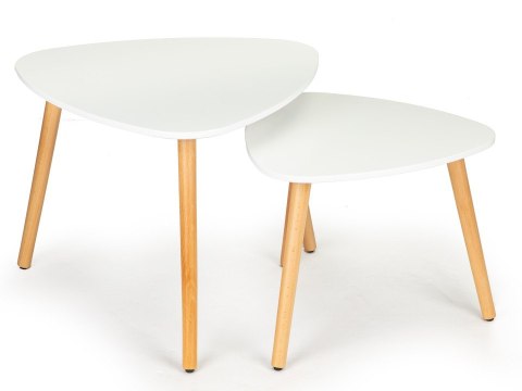 STOLIK KAWOWY ZESTAW 2 SZT SKANDYNAWSKI BIAŁY BLAT