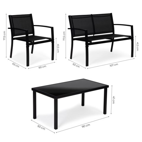 ZESTAW MEBLI OGRODOWYCH STÓŁ ŁAWKA FOTELE METAL MULTIGARDEN