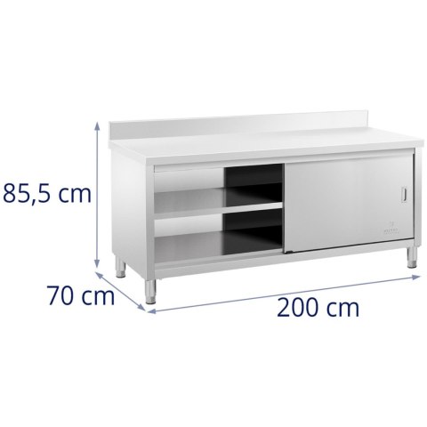 Stół blat roboczy przyścienny z szafką i rantem drzwi suwane 200 x 70 cm