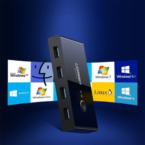 Switch box HUB przełącznik 4x USB 3.2 Gen 1 rozdzielacz USB na dwa komputery - czarny