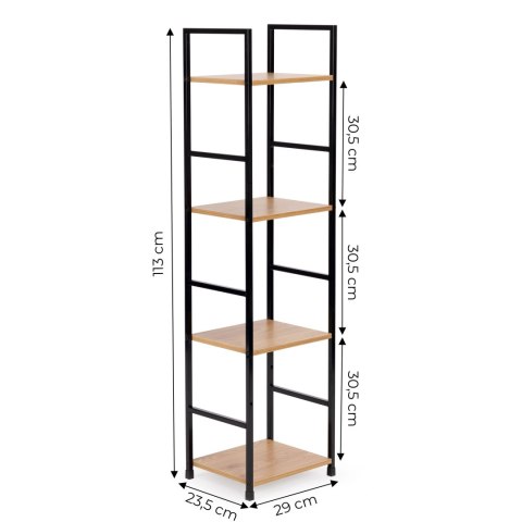 REGAŁ DREWNIANY NOWOCZESNY METALOWA RAMA LOFT 4 PÓŁKI MODERNHOME