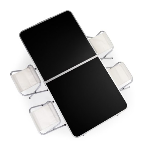 STOLIK TURYSTYCZNY STÓŁ SKŁADANY ZESTAW 4 KRZESŁA CZARNY MULTIGARDEN