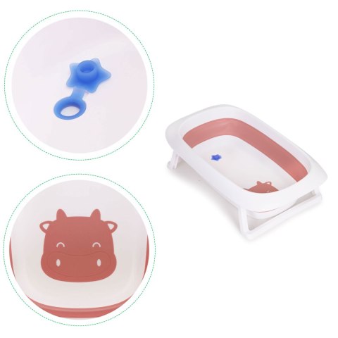 WANIENKA DLA DZIECI WANNA RÓŻOWA SKŁADANA Z ODPŁYWEM - KRÓWKA ECOTOYS