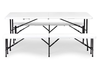 ZESTAW CATERINGOWY STÓŁ BANKIETOWY 180CM 2 ŁAWKI BIAŁY MODERNHOME