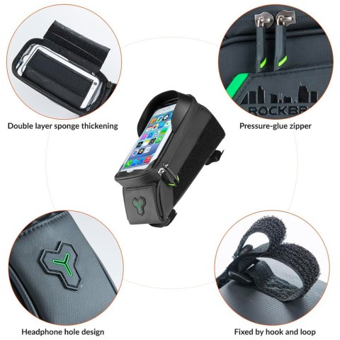 Sakwa torba rowerowa na ramę z pokrowcem na telefon nawigację czarna