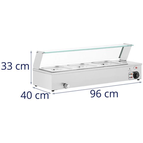 Bemar podgrzewacz do potraw bufet grzewczy z osłoną 3 x GN 1/2 2000 W