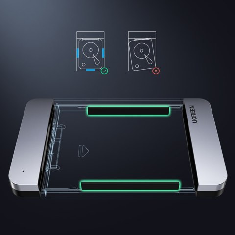 Kieszeń na dysk twardy 2.5'' SATA 3.0 6Gbps + kabel USB-C 0.5m - srebrny