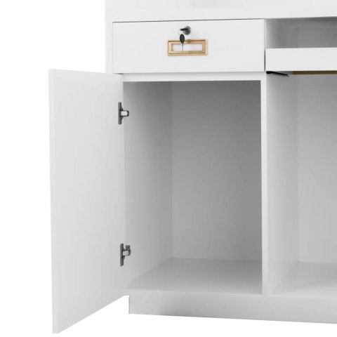 Recepcja lada recepcyjna do salonu hotelu z oświetleniem zamykana - biało złota