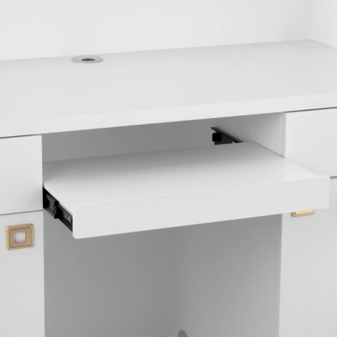 Recepcja lada recepcyjna do salonu hotelu z oświetleniem zamykana - biało złota