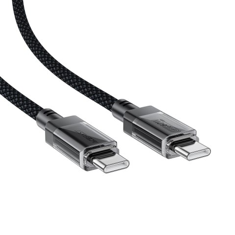Kabel przewód USB-C z nylonowym oplotem PD 60W 480Mb/s - czarny